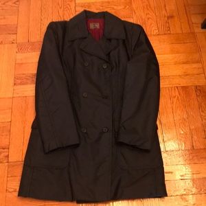 Nylon/polyurethane pea coat with quilted lining